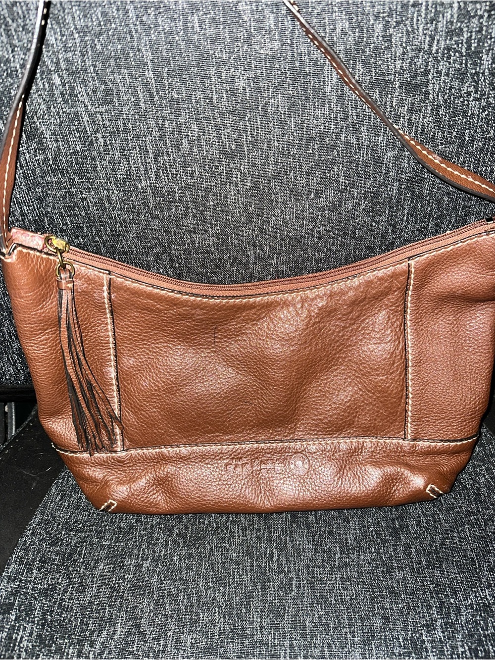 Brown leather shoulder bag from The Sak.